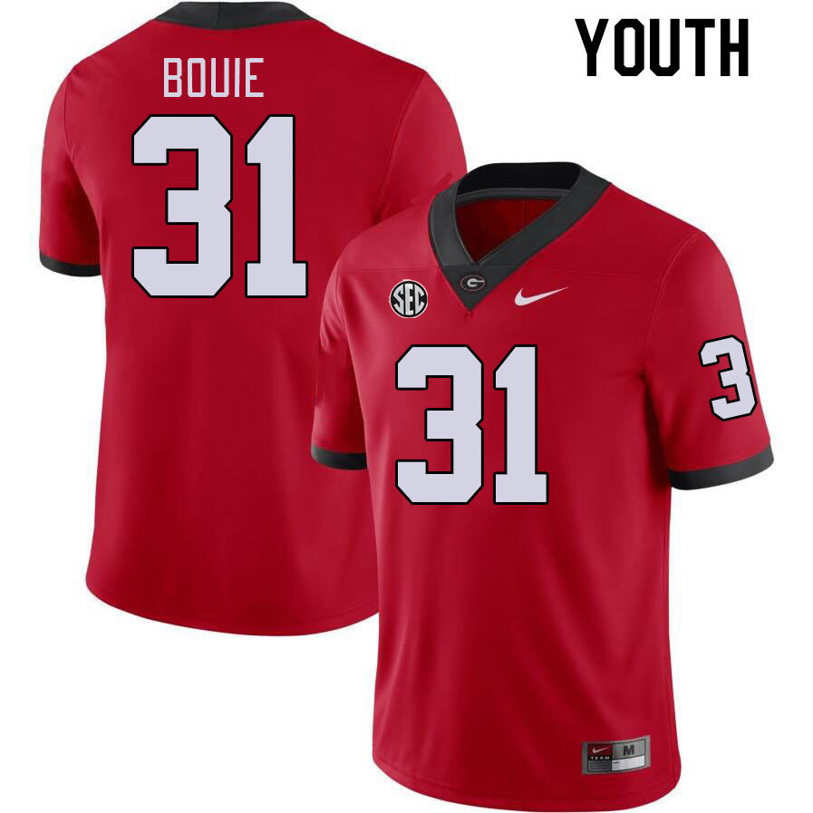 Youth #31 Smoke Bouie Georgia Bulldogs College Football Jerseys Stitched-Red - Click Image to Close